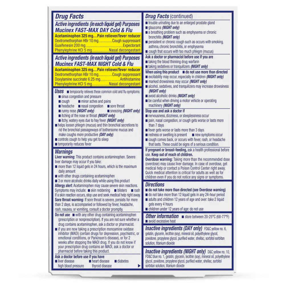 Mucinex Sinus-Max Day & Night Liquid Gels 24 Ct (Case of 24 Packs)