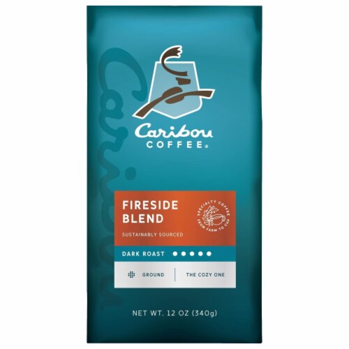 Caribou Coffee Fireside Blend Dark Roast Ground Coffee – 6 Bags, 12 oz Each