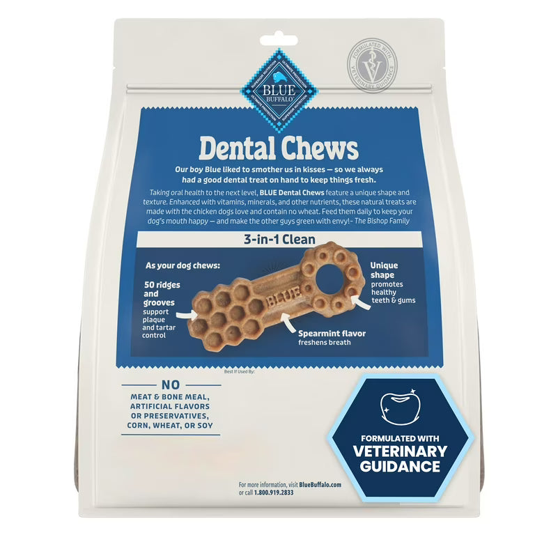 Blue Buffalo Dental Chews Large Dog Treats – Chicken & Spearmint, 28 Count