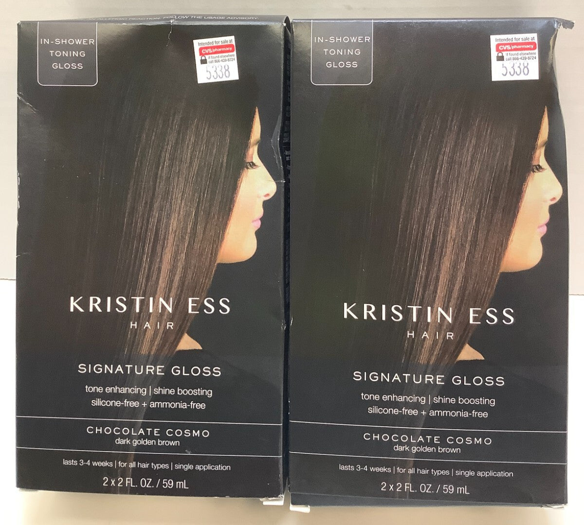 Kristin Ess In-Shower Toning Gloss, Chocolate Cosmo Dark Golden Brown, 2 Pack