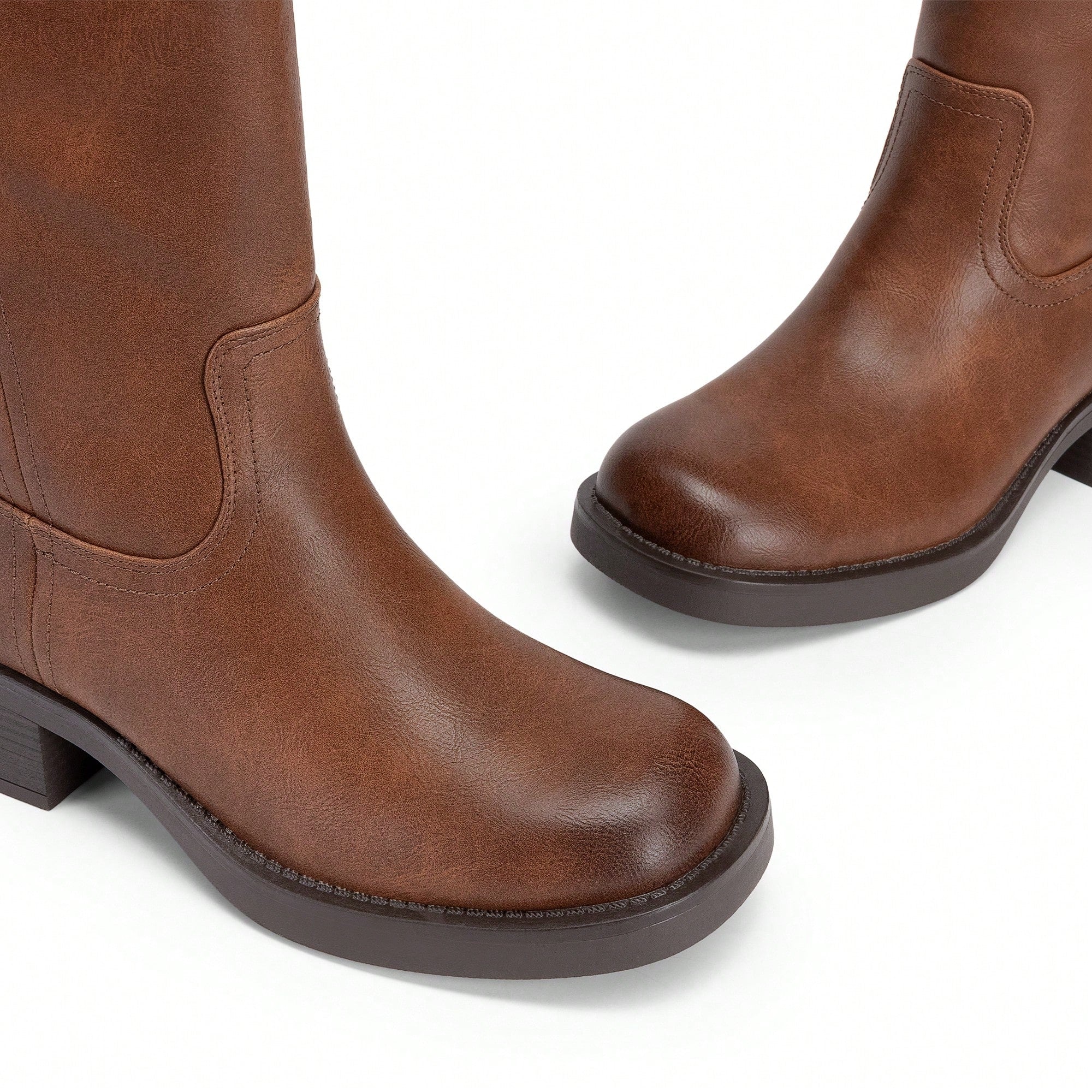 ZJA Women’s Wide-Calf Knee-High Boots – Brown, Size 9