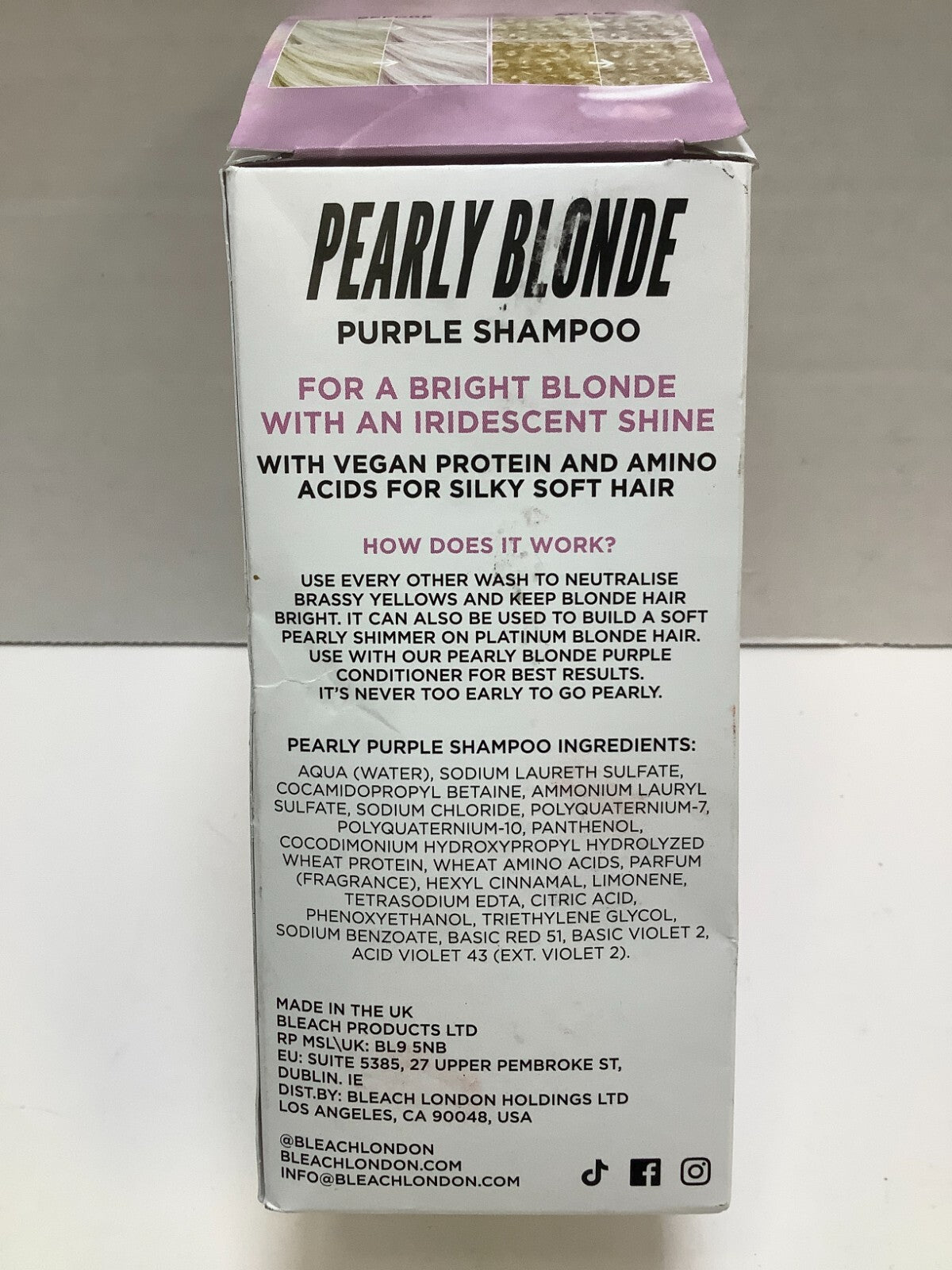 Bleach London Pearly Blonde Purple Shampoo – 8.45 oz, 2 Pack