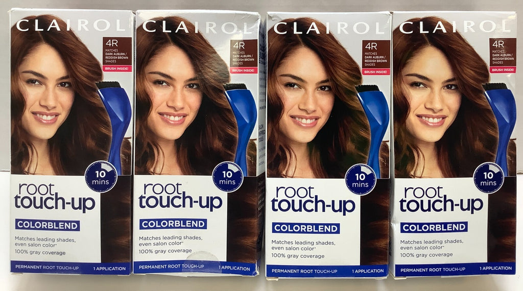 Clairol Root Touch Up Permanent Hair Color – 4R Dark Auburn/Reddish Brown, 4 Pack