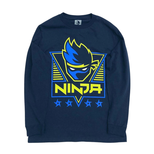Ninja Boys Navy Blue Long Sleeve Video Game Tee Shirt — Pick Size
