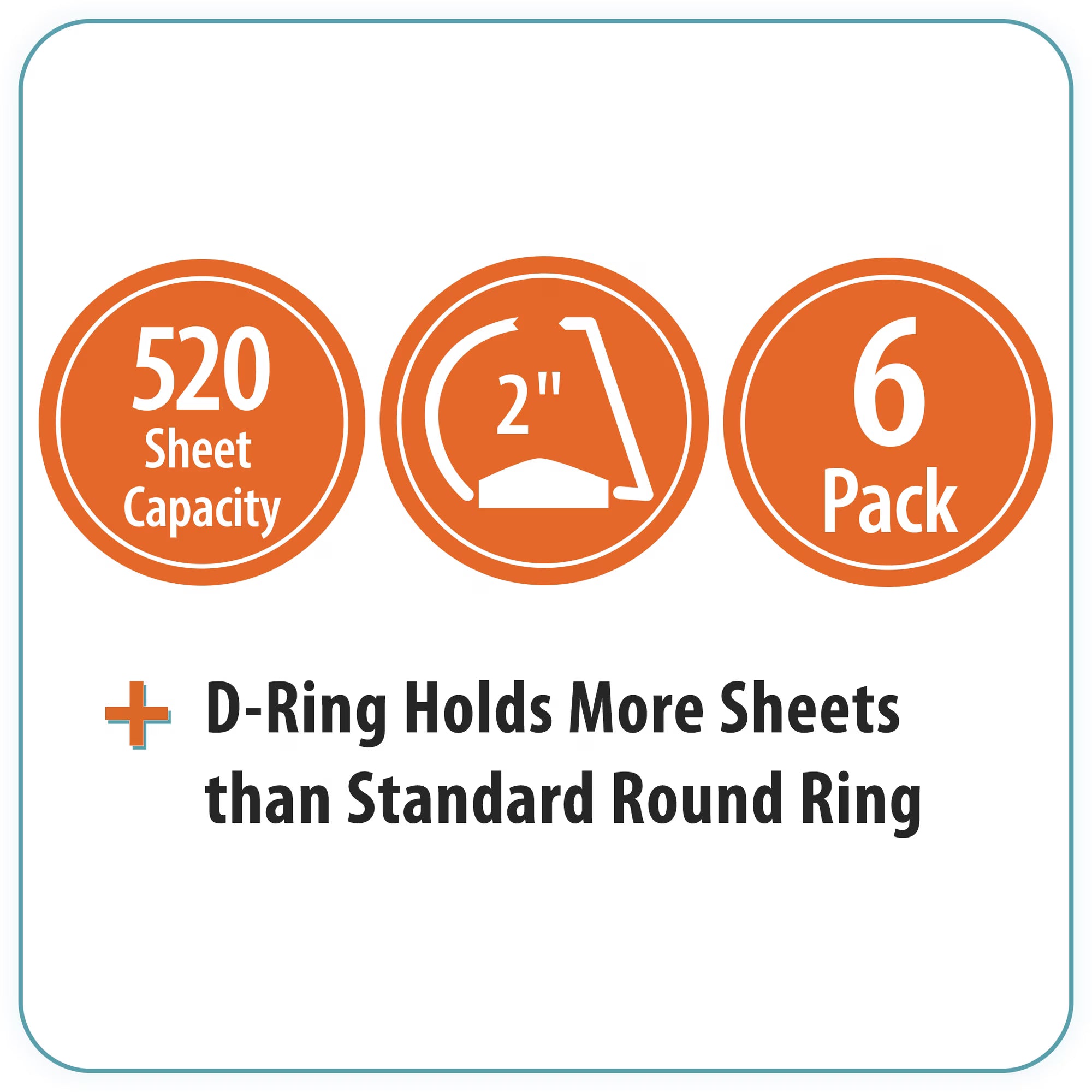 Pen+Gear Durable View 1" D-Ring Binders, White – 6 Pack