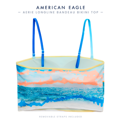 New American Eagle Aerie UPF 50 Longline Bathing Suit Top — Blue Beach, Pick Size