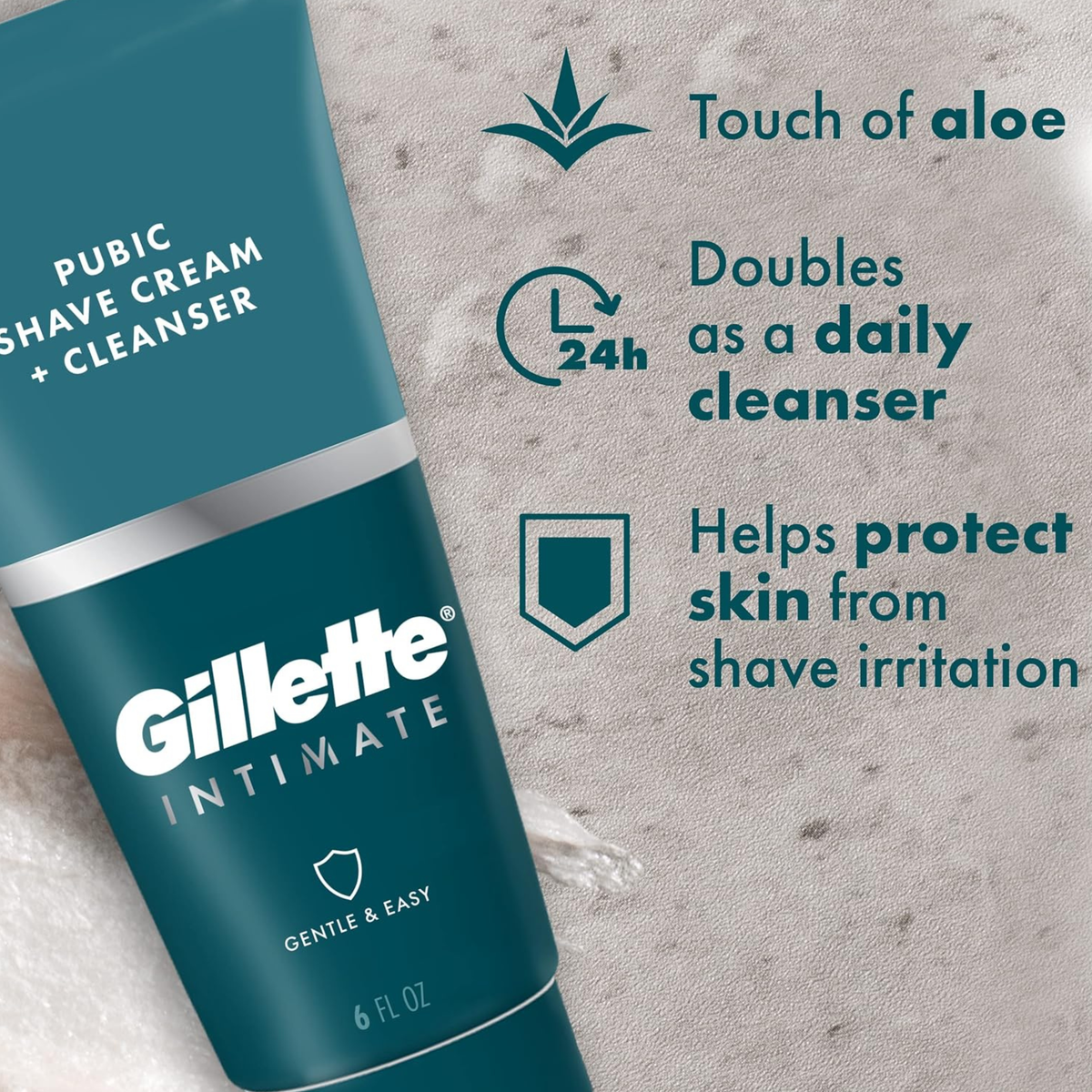 Gillette Intimate 2-in-1 Pubic Shave Cream & Cleanser, 6 oz
