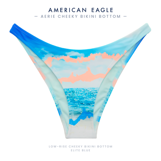 American Eagle Aerie Real Good UPF 50 Low Rise Cheeky Bathing Suit Bottom, Elite Blue