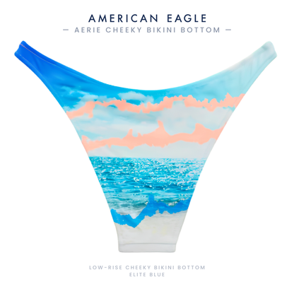 American Eagle Aerie Real Good UPF 50 Low Rise Cheeky Bathing Suit Bottom, Elite Blue