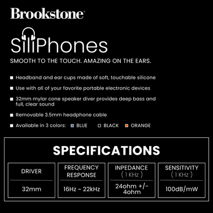 Brookstone SiliPhones On-Ear Flexible Silicone Headphones