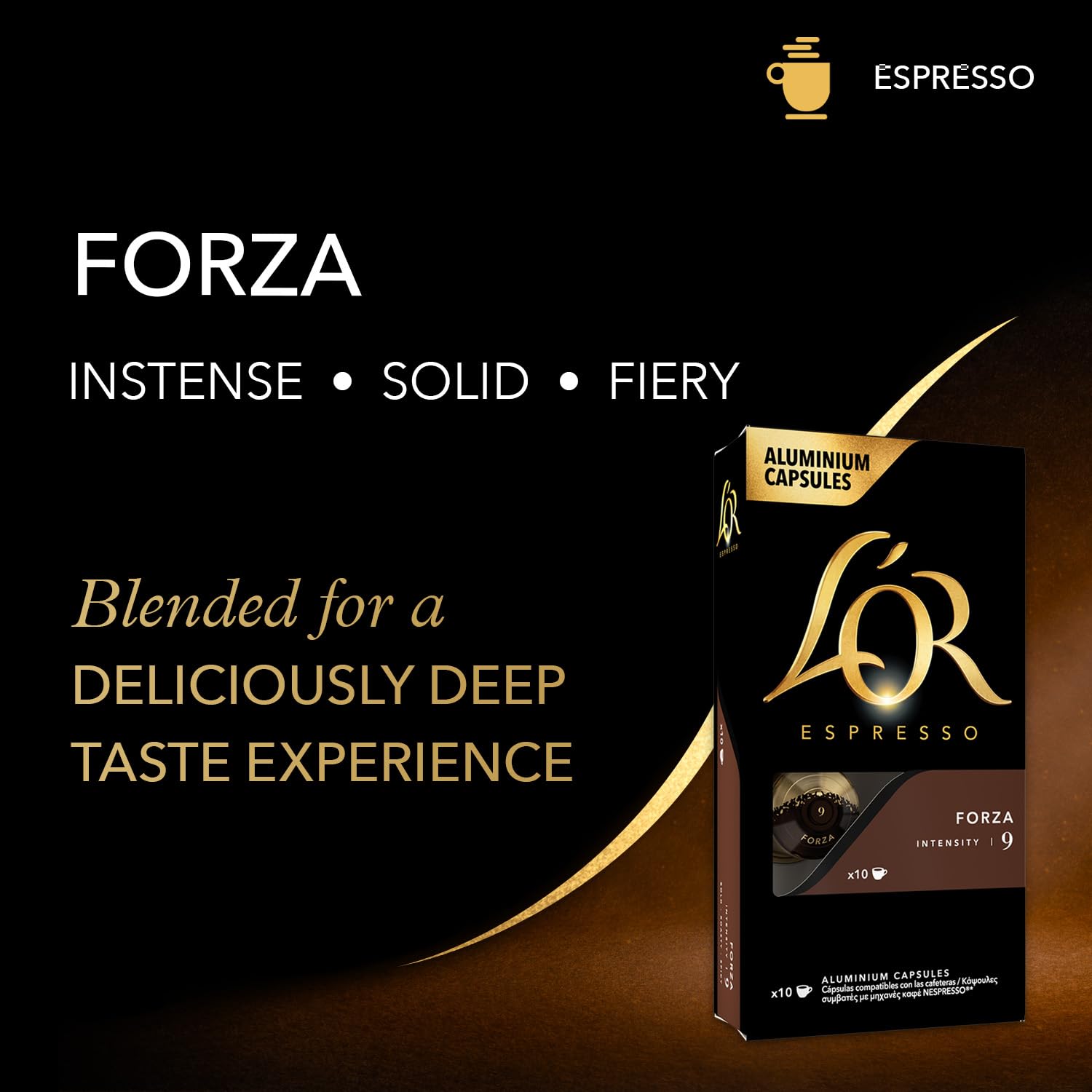 L'OR Forza Espresso Capsules – 50 Count, Intensity 9