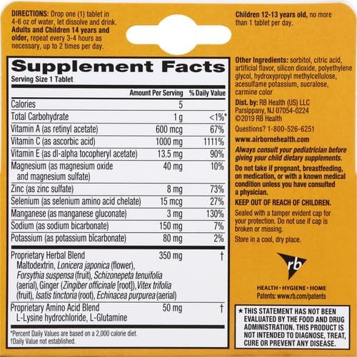 Airborne Original Very Berry Effervescent Tablets – 10 Count