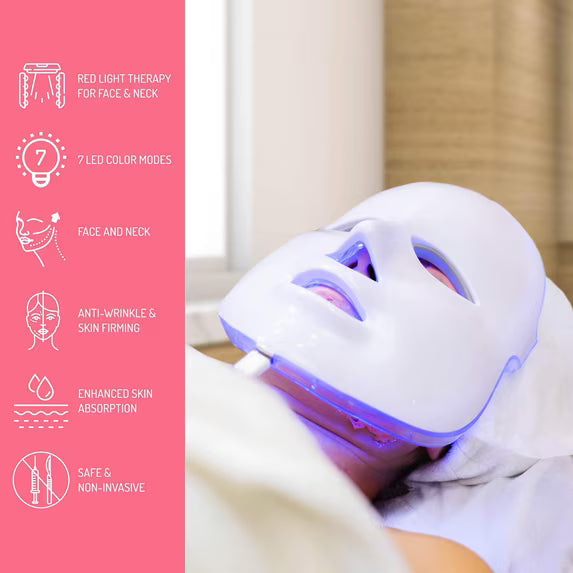 Pursonic 7-in-1 LED Light Therapy Face Mask – 7 Color Modes, White