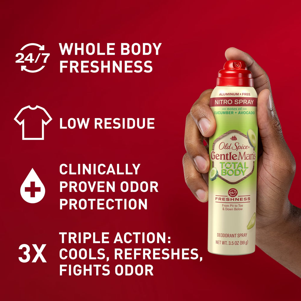 Old Spice GentleMan's Blend Total Body Deodorant Spray – Cucumber + Avocado