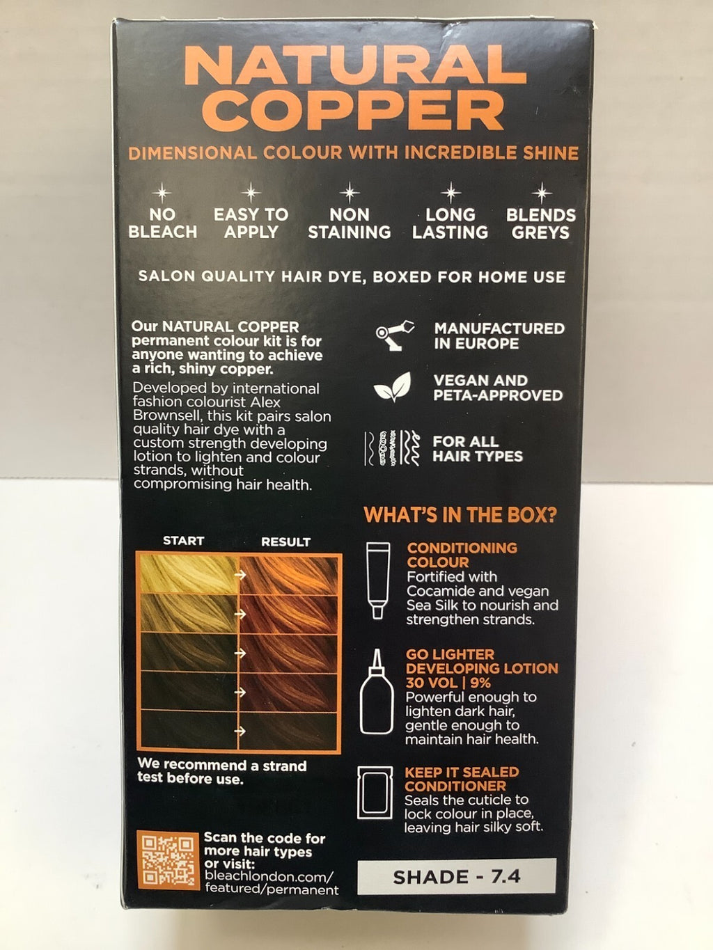 No Bleach London 7.4 Natural Copper Permanent Hair Dye – 2 Pack