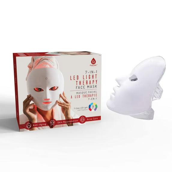 Pursonic 7-in-1 LED Light Therapy Face Mask – 7 Color Modes, White