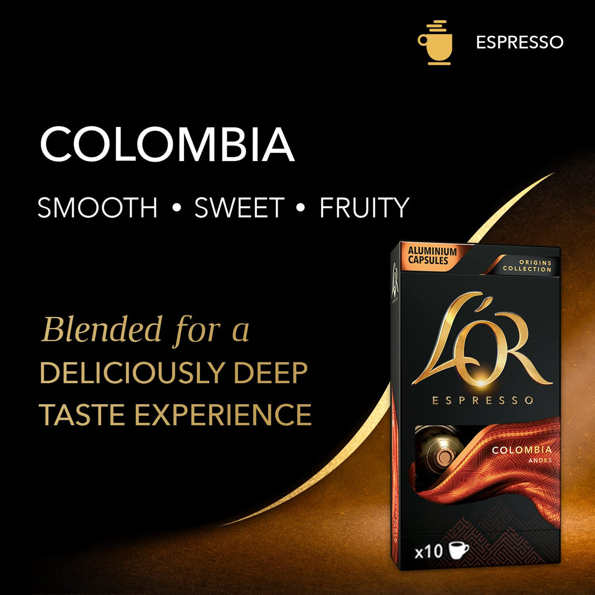 L'OR Colombia Espresso Capsules – 50 Count, Intensity 8