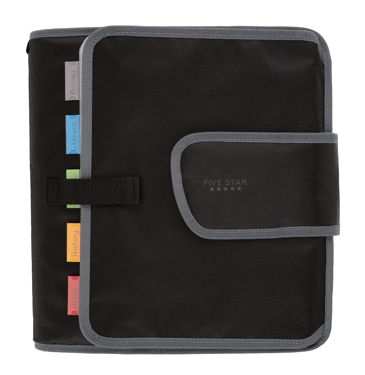Five Star Quick Tab 2" Sewn Binder with 5-Tab Expanding File – Black/Gray