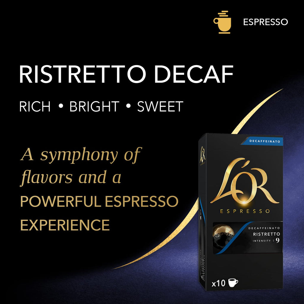 L'OR Ristretto Decaf Espresso Capsules – 50 Count, Intensity 9