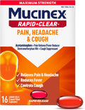 Mucinex Rapid+Clear Maximum Strength Pain, Headache & Cough – 16 Liquid Gels