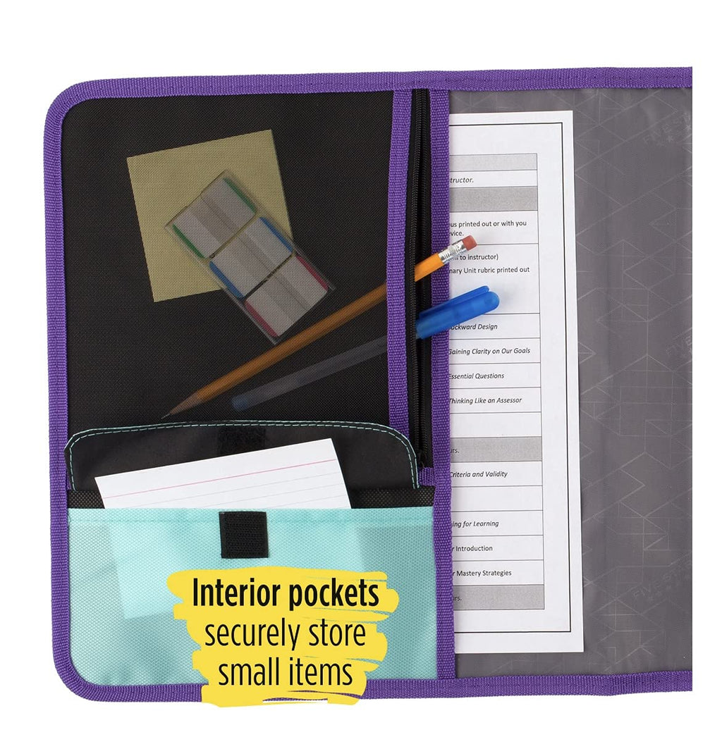 Five Star Quick Tab 2" Sewn Binder with 5-Tab Expanding File – Black/Gray
