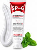SP-6 Ultra Probiotic Whitening Toothpaste 4.9 oz tube with fresh mint leaves