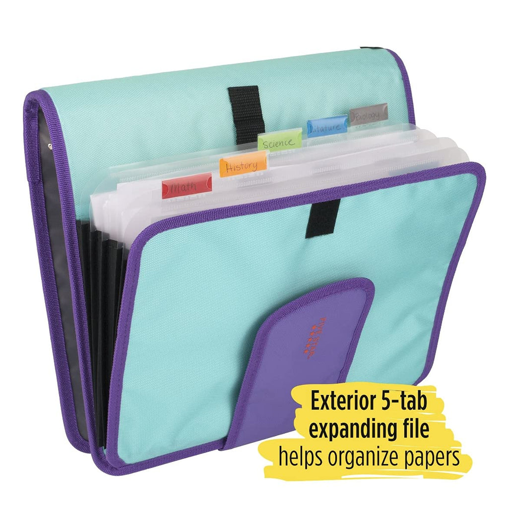 Five Star Quick Tab 2" Sewn Binder with 5-Tab Expanding File – Black/Gray