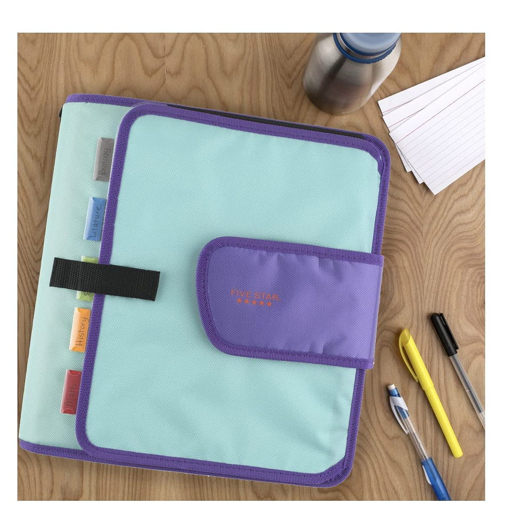 Five Star Quick Tab 2" Sewn Binder with 5-Tab Expanding File – Black/Gray