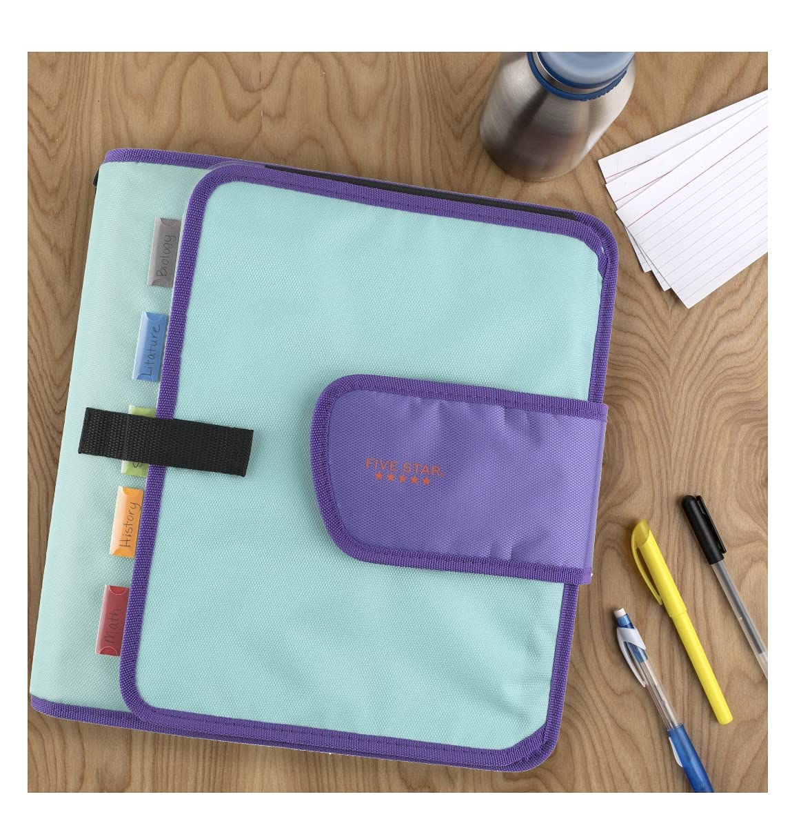 Five Star Quick Tab 2" Sewn Binder with 5-Tab Expanding File – Black/Gray
