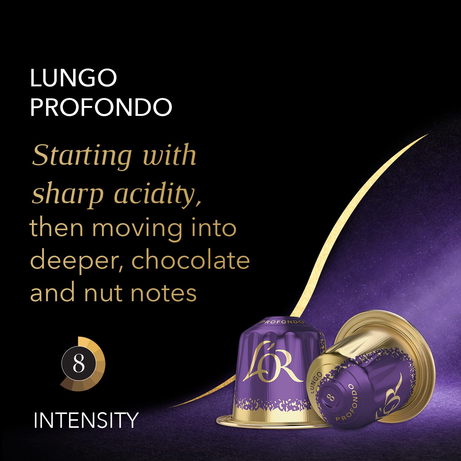 L'OR Profondo Lungo Espresso Capsules – 50 Count, Intensity 8