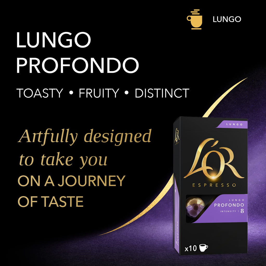 L'OR Profondo Lungo Espresso Capsules – 50 Count, Intensity 8