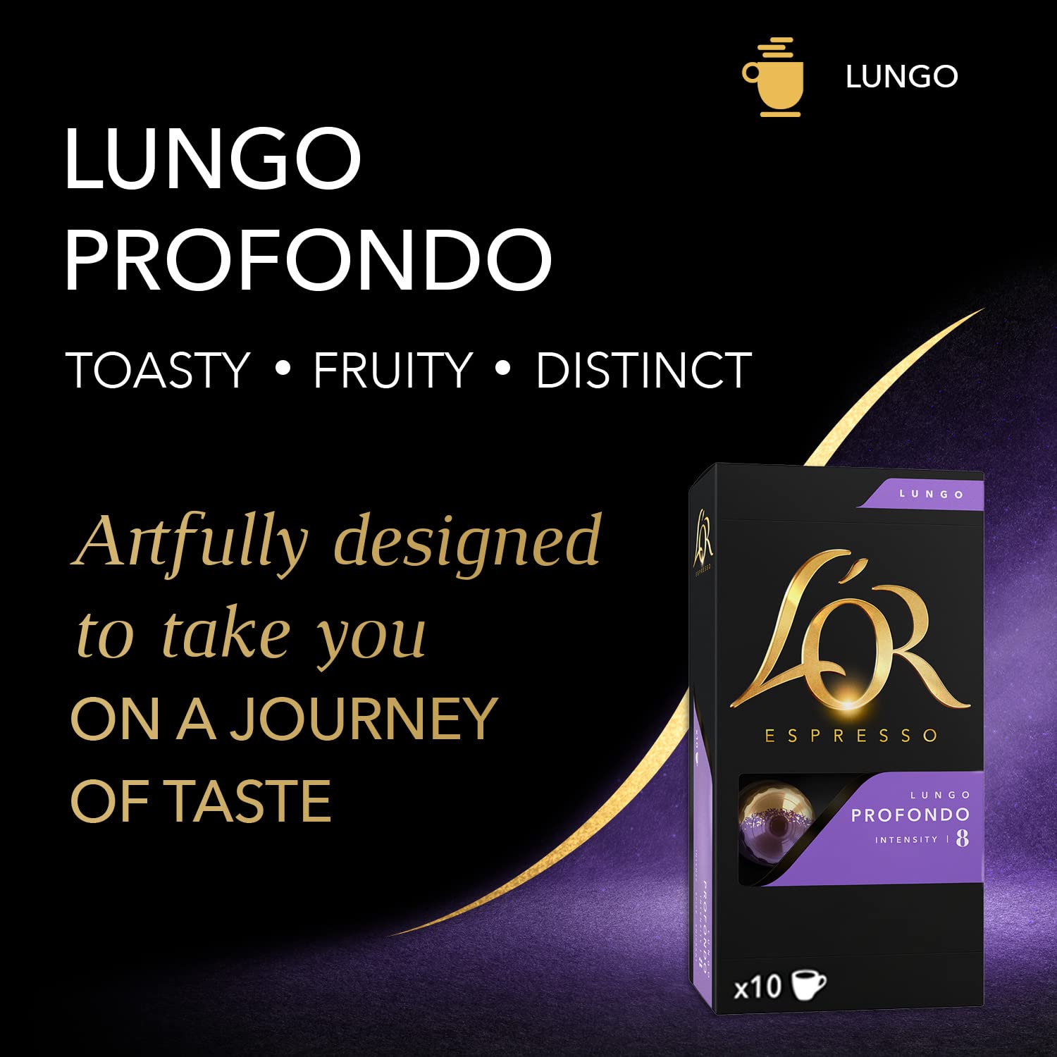 L'OR Profondo Lungo Espresso Capsules – 50 Count, Intensity 8