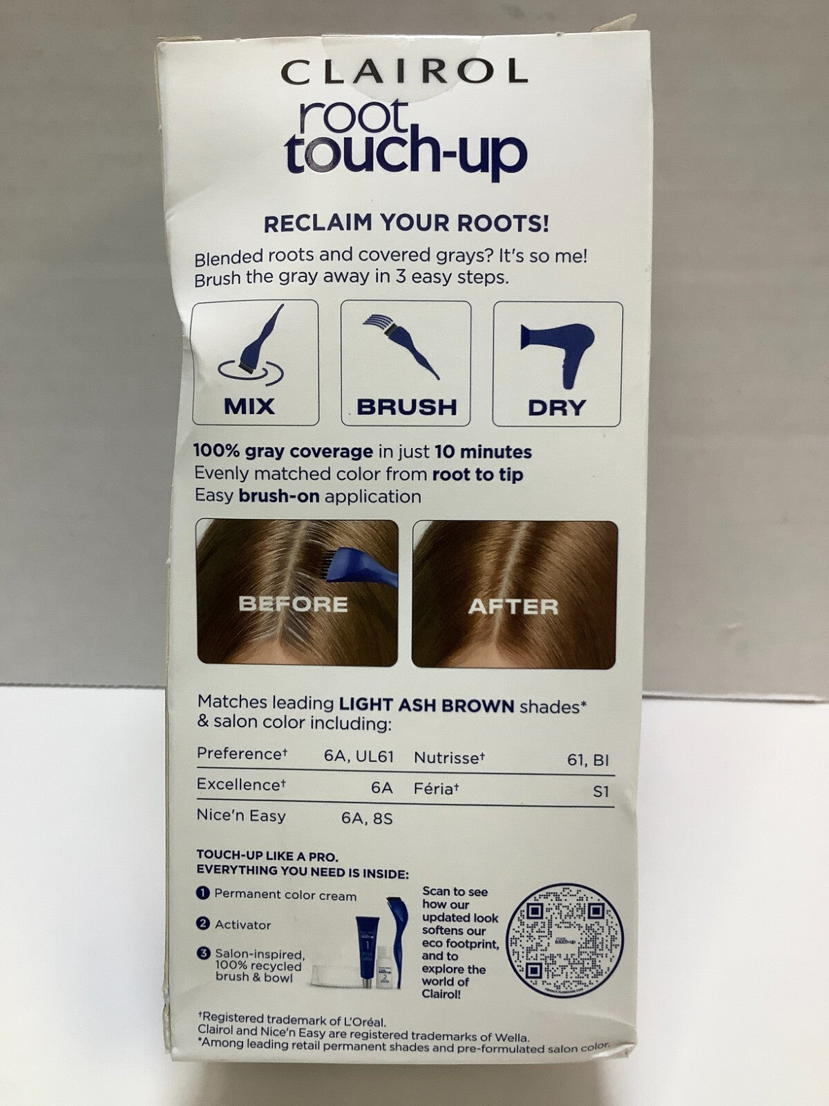 Clairol Permanent Root Touch-Up Hair Color – 6A Light Ash Brown, 5 Pack