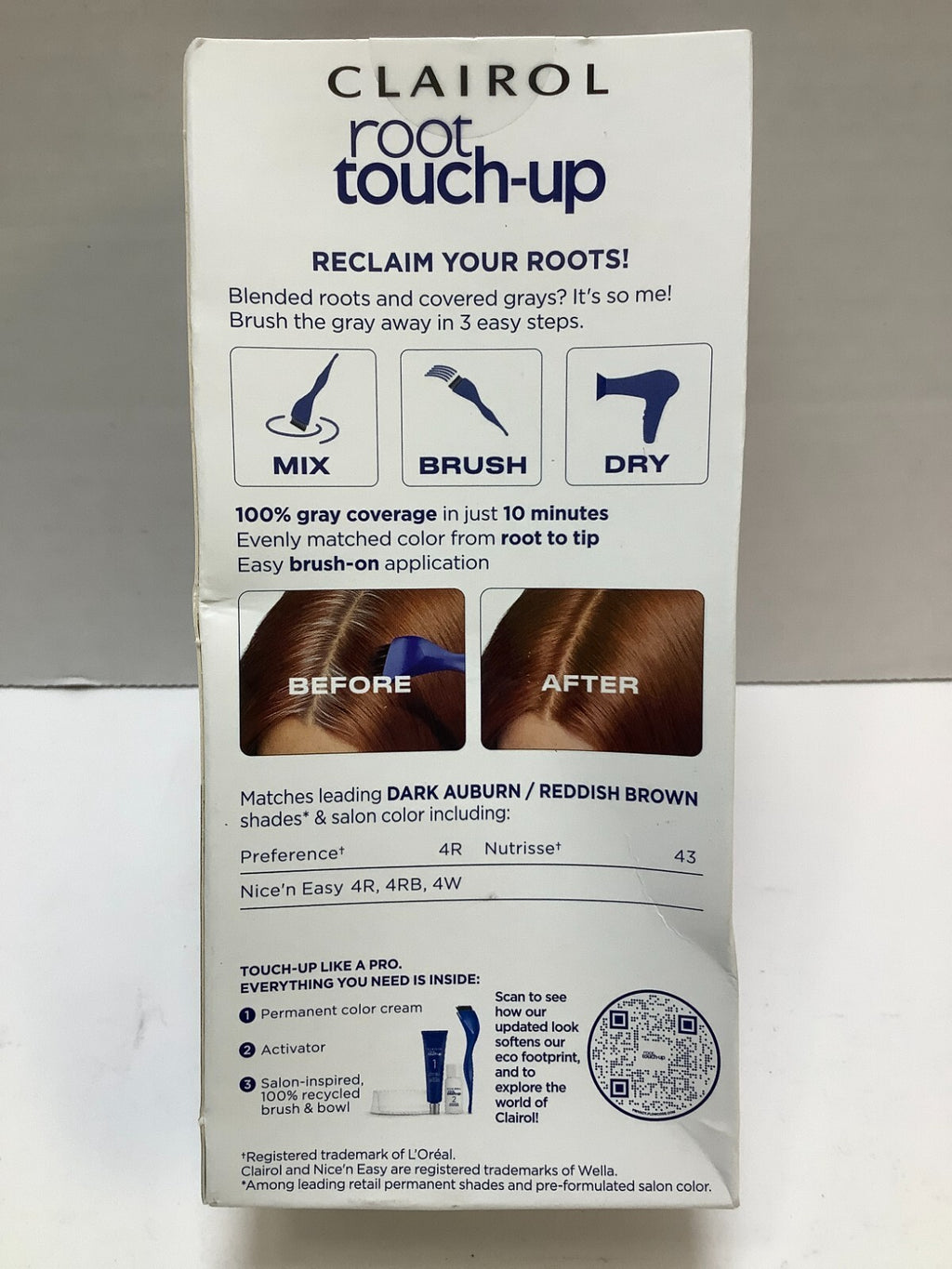 Clairol Root Touch Up Permanent Hair Color – 4R Dark Auburn/Reddish Brown, 4 Pack