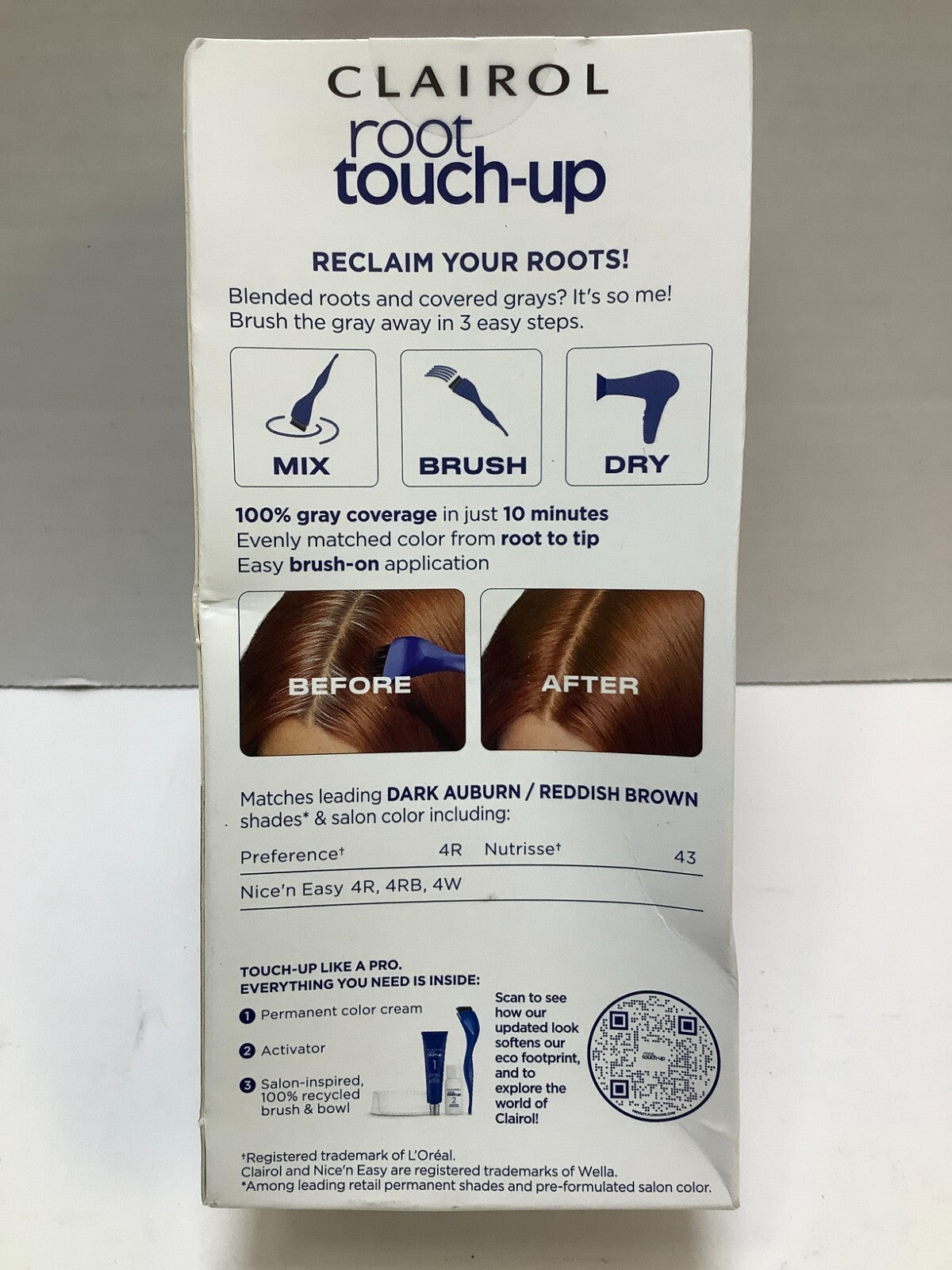 Clairol Root Touch Up Permanent Hair Color – 4R Dark Auburn/Reddish Brown, 4 Pack