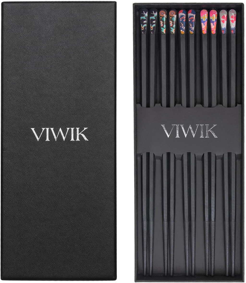 VIWIK 5-pair fiberglass reusable chopsticks set