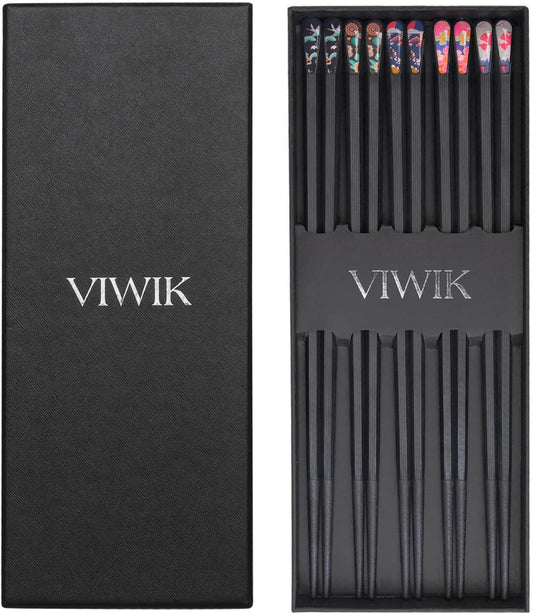 VIWIK 5-pair fiberglass reusable chopsticks set