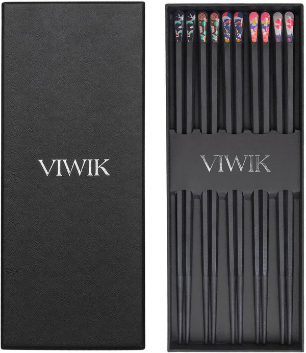 VIWIK 5-pair fiberglass reusable chopsticks set