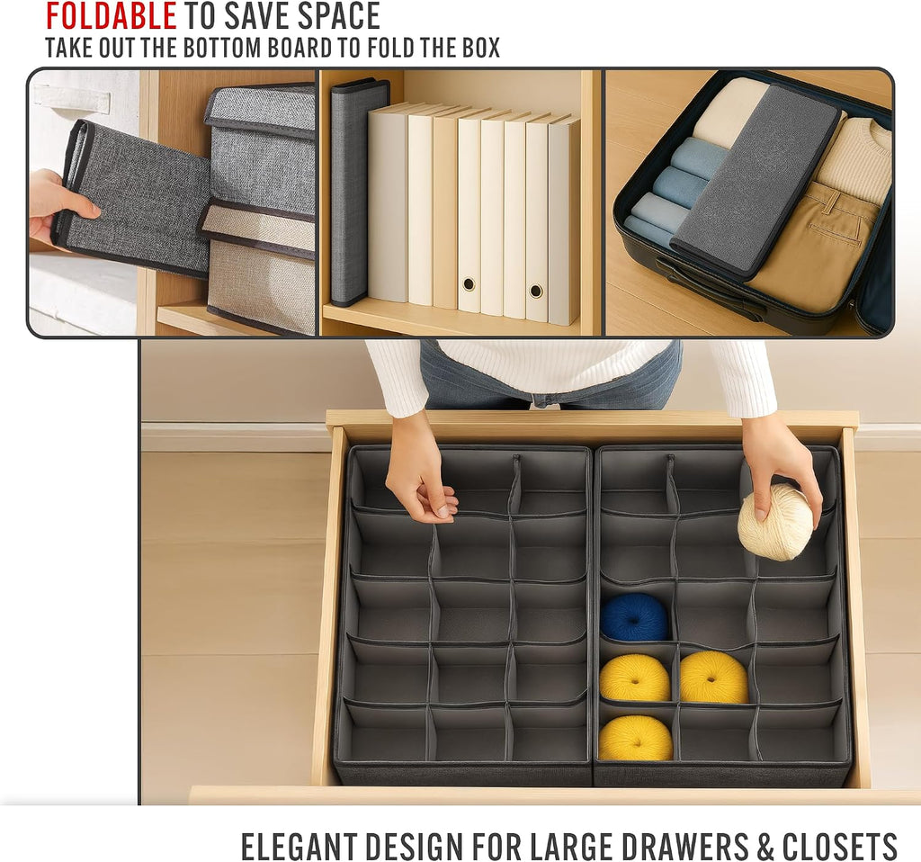 Donzar 15-Cell Foldable Yarn Storage Organizer Box with Lid
