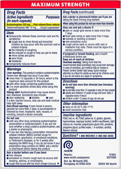 Mucinex Rapid+Clear Maximum Strength Pain, Headache & Cough – 16 Liquid Gels