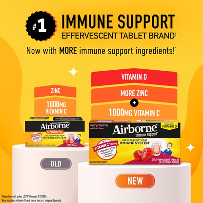 Airborne Very Berry Effervescent Immune Support Tablets — 36 Count