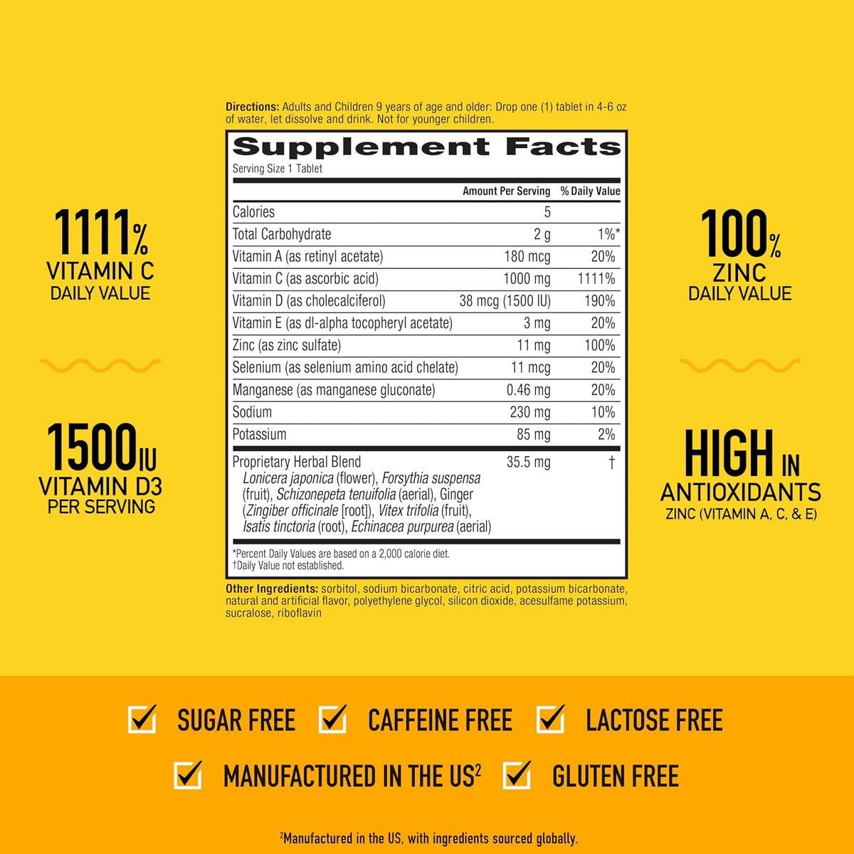 Airborne Zesty Orange Effervescent Immune Support Tablets — 36 Count