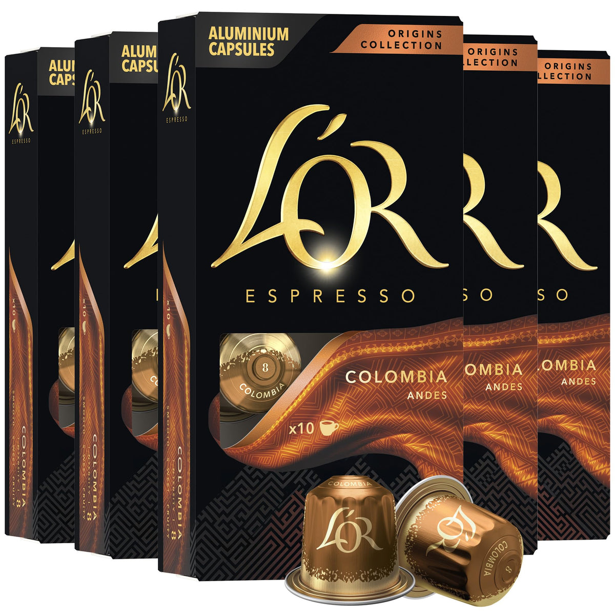 L'OR Colombia Espresso Capsules – 50 Count, Intensity 8
