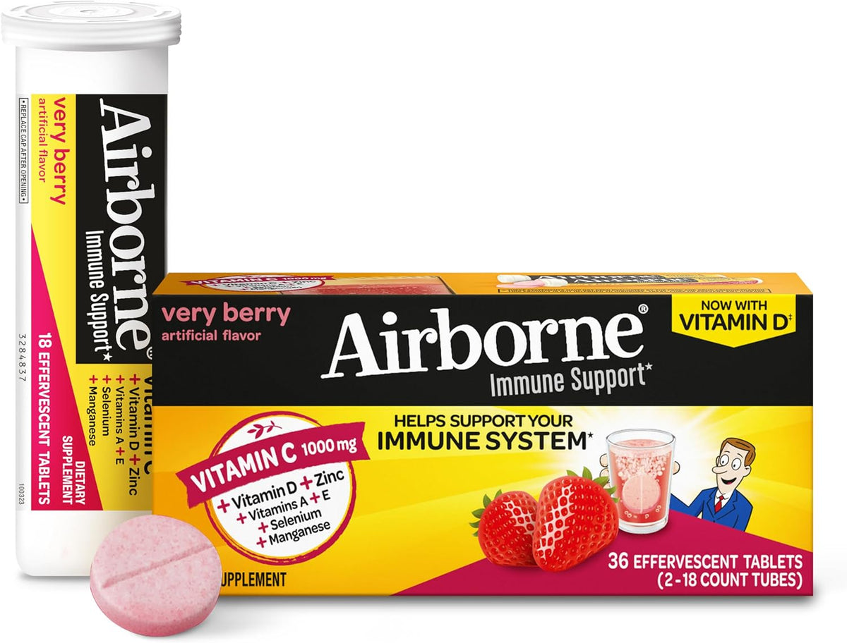 Airborne Very Berry Effervescent Immune Support Tablets — 36 Count