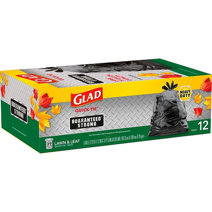Glad Quick-Tie 39-Gallon Lawn & Leaf Trash Bags – 4-Pack, 48 Bags