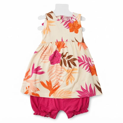 Carter's Infant Baby Girl 2-Piece Tropical Dress and Romper Outfit Set — Pink Floral