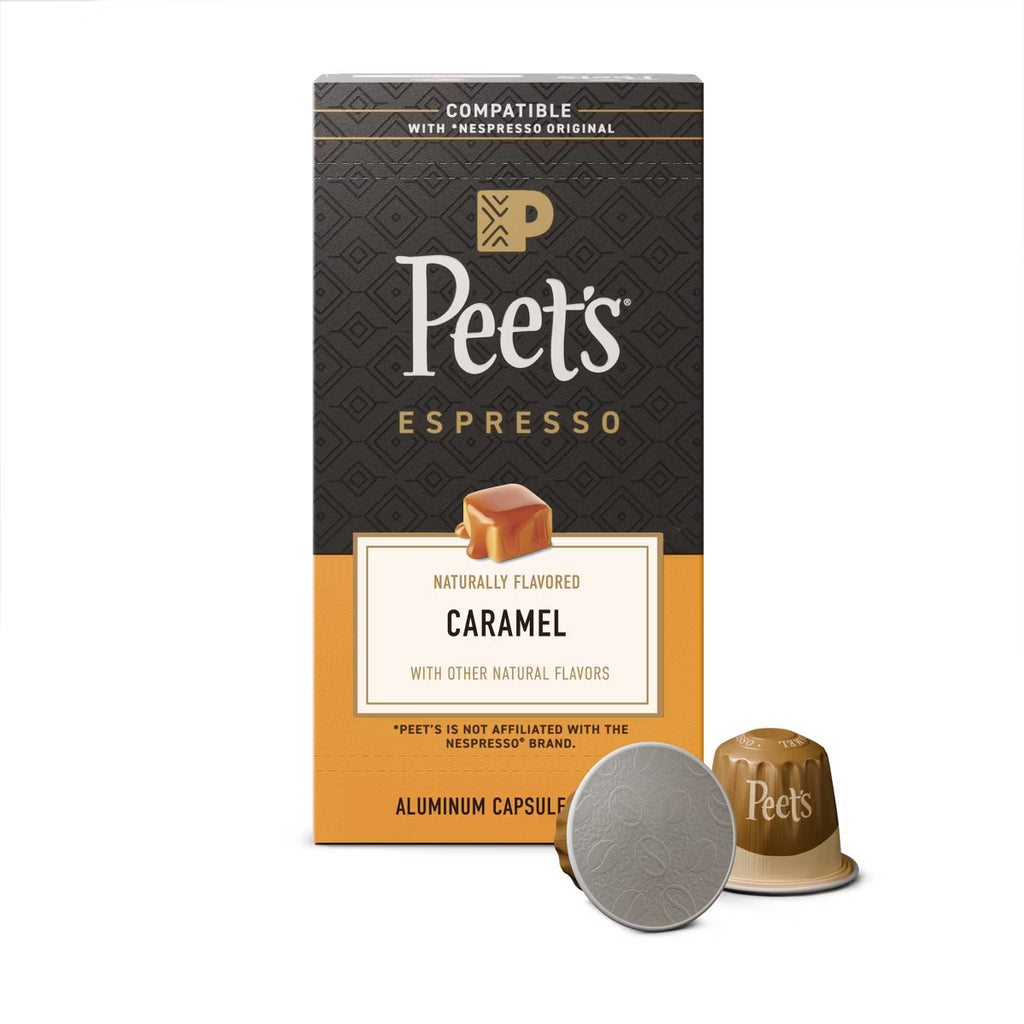 Peet's Coffee Caramel Dark Roast Espresso Capsules 10 Ct (Case of 10 Boxes / 100 Pods Total)
