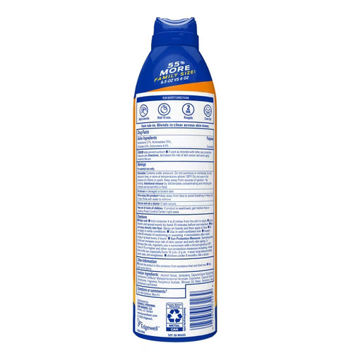 Banana Boat Sport Ultra Sunscreen Spray SPF 50+ directions and drug facts label