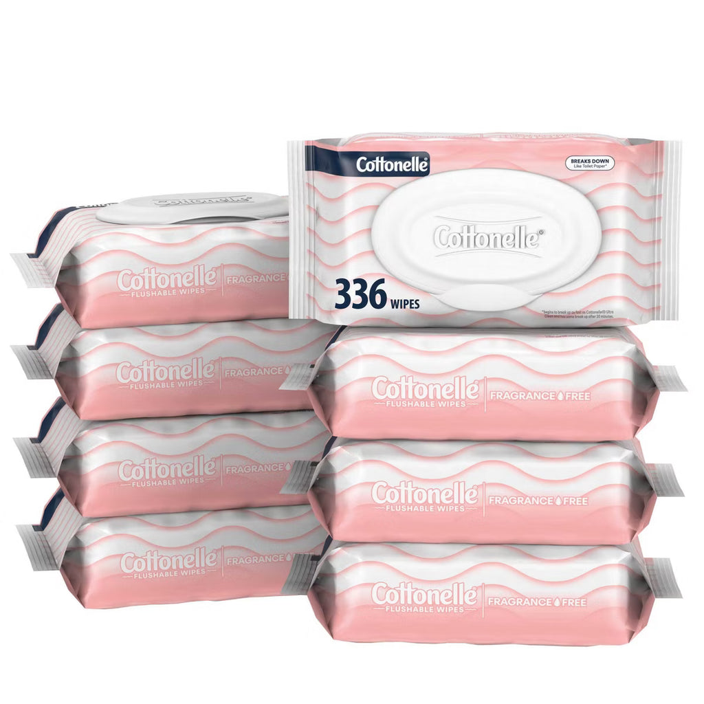 Cottonelle FreshCare Flushable Wet Wipes 8-Pack (336 Wipes Total)