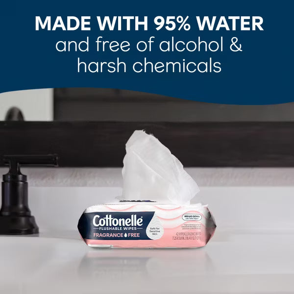 Cottonelle FreshCare Flushable Wet Wipes 8-Pack (336 Wipes Total)